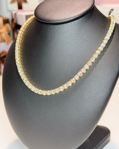 14k Yellow Gold Diamond Tennis Necklace