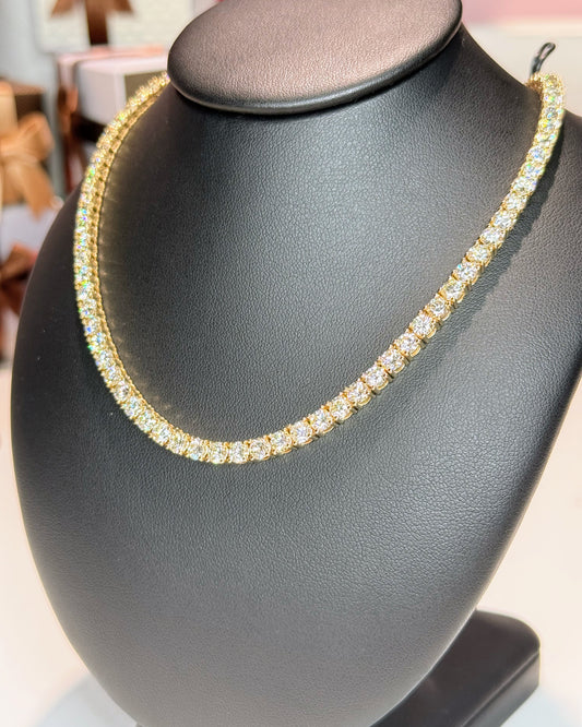 14k Yellow Gold Diamond Tennis Necklace
