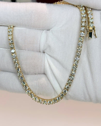 14k Yellow Gold Diamond Tennis Necklace