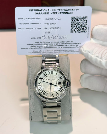 Cartier Ballon Bleu Steel White Dial W4BB0024