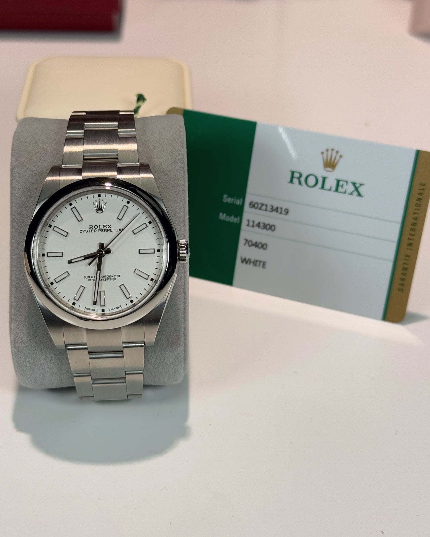 Rolex Oyster Perpetual 39mm White Dial 114300