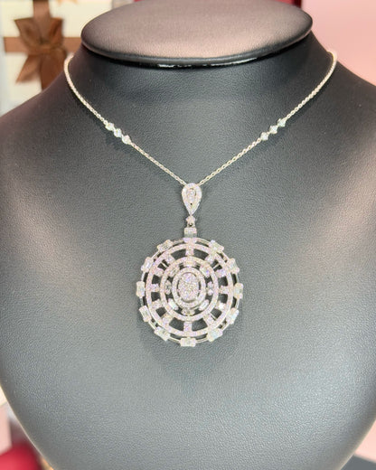 Oval Diamond Pendant 14k White Gold Necklace