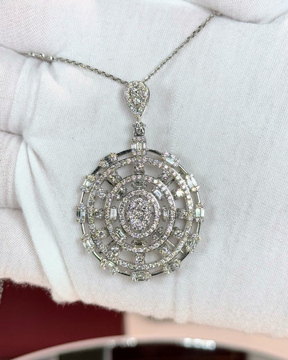 Oval Diamond Pendant 14k White Gold Necklace