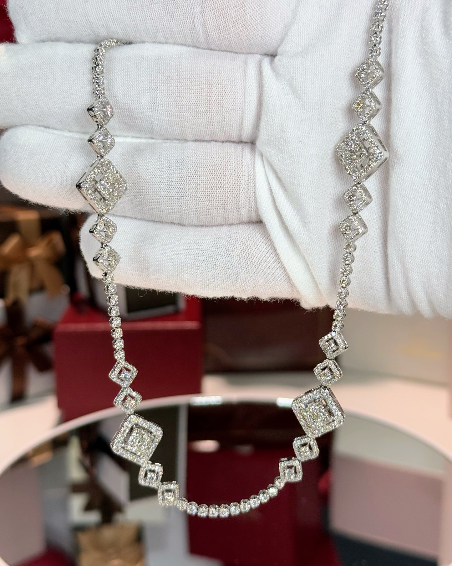 14k White Gold Diamond Necklace