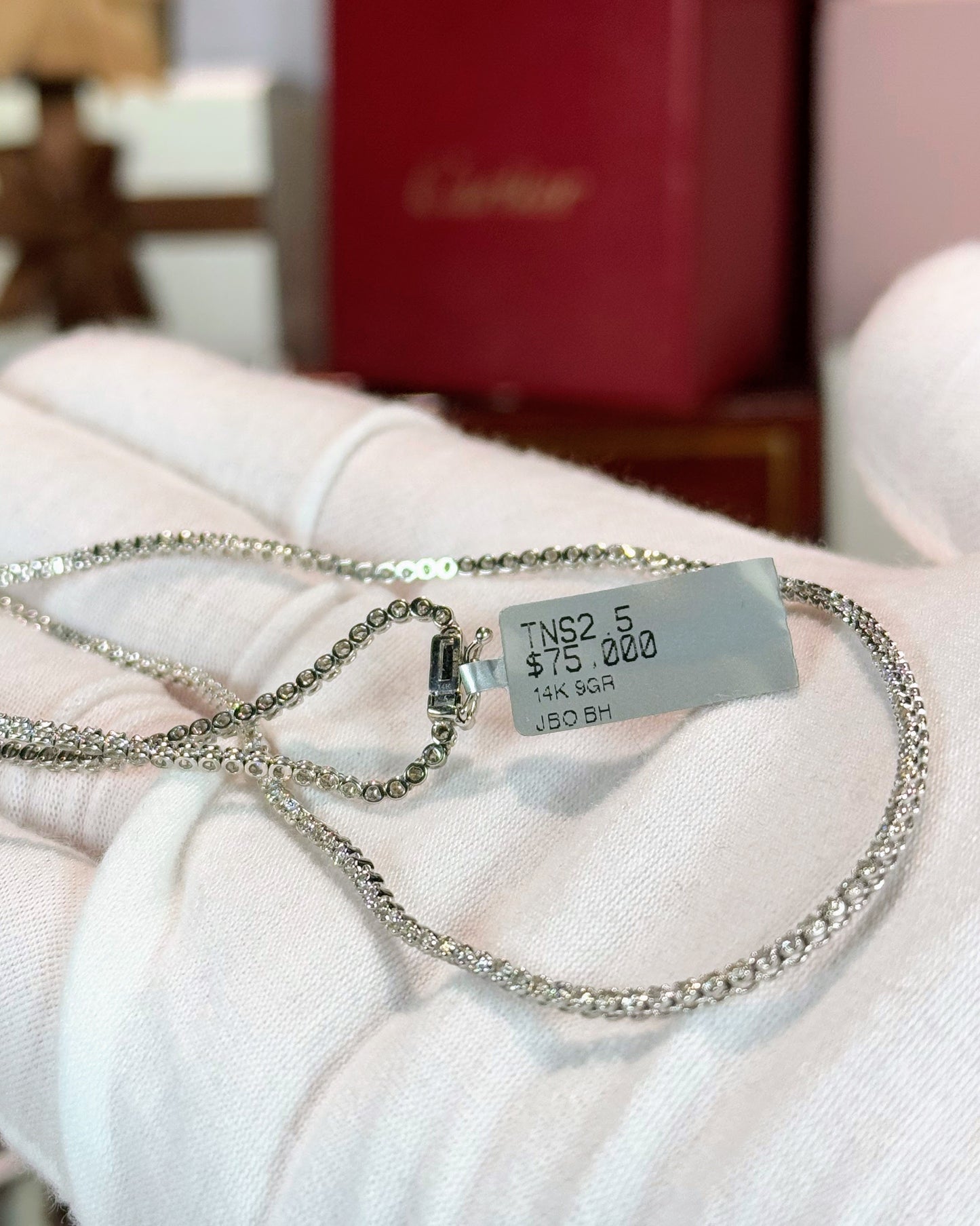 14k White Gold Diamond Tennis Necklace TNS2.5