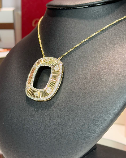14k Yellow Gold and Diamond Lavalier Necklace