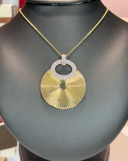 Chinese Hanfu Handbag style Pendant 14k Yellow Gold Necklace
