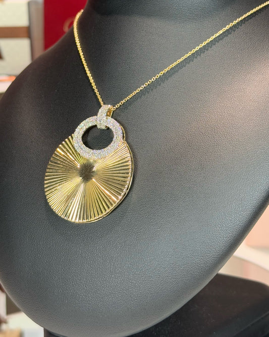 Chinese Hanfu Handbag style Pendant 14k Yellow Gold Necklace