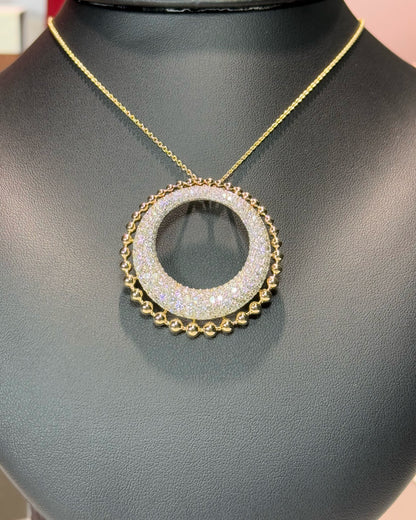 Diamond Ring Pendant 14k Yellow Gold Necklace