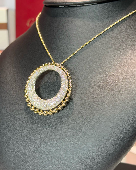 Diamond Ring Pendant 14k Yellow Gold Necklace