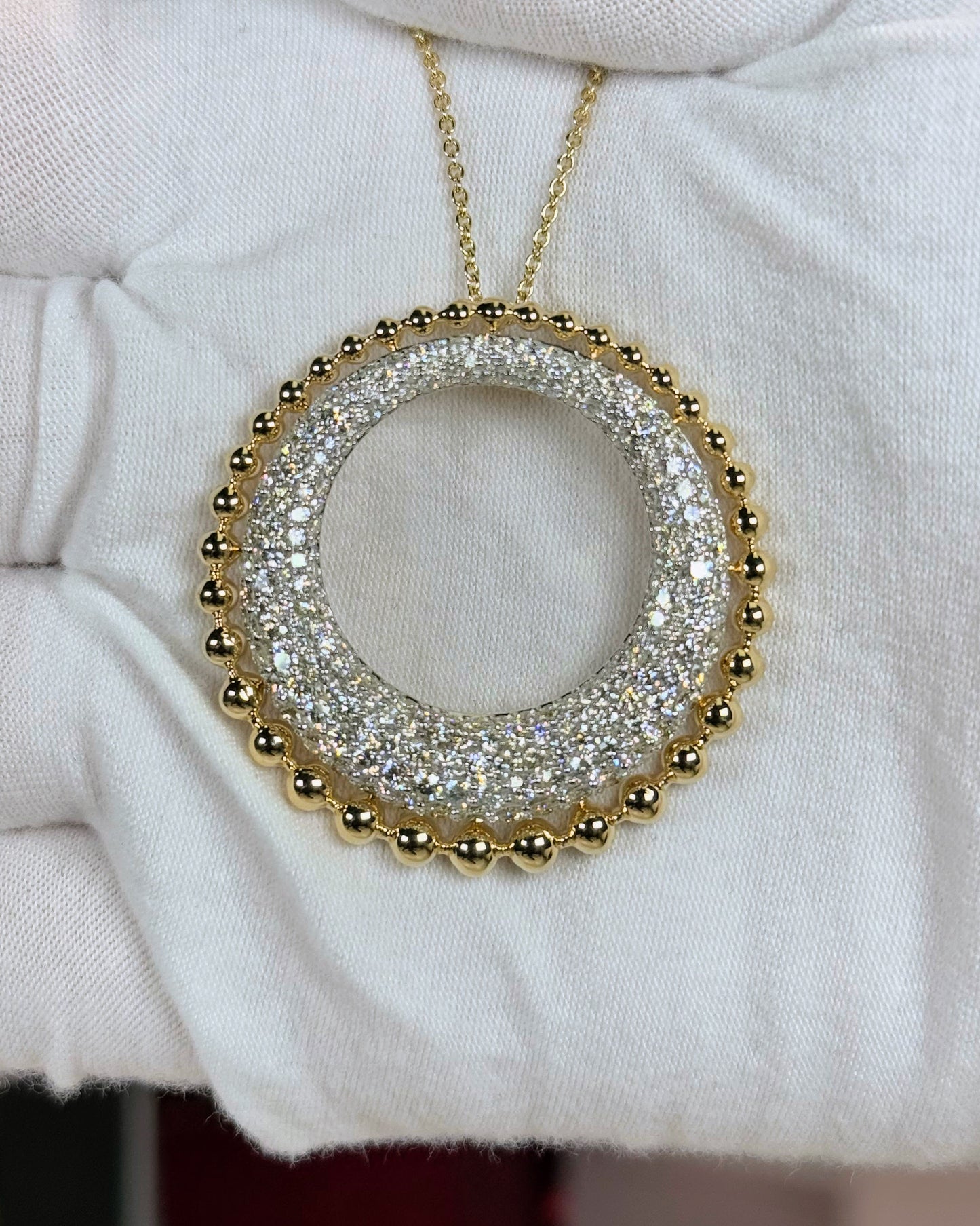 Diamond Ring Pendant 14k Yellow Gold Necklace