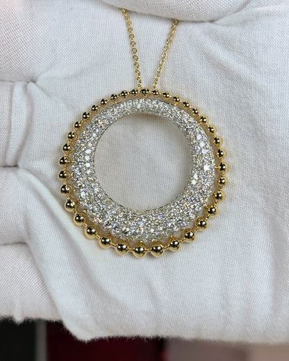 Diamond Ring Pendant 14k Yellow Gold Necklace