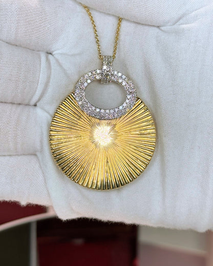 Chinese Hanfu Handbag style Pendant 14k Yellow Gold Necklace