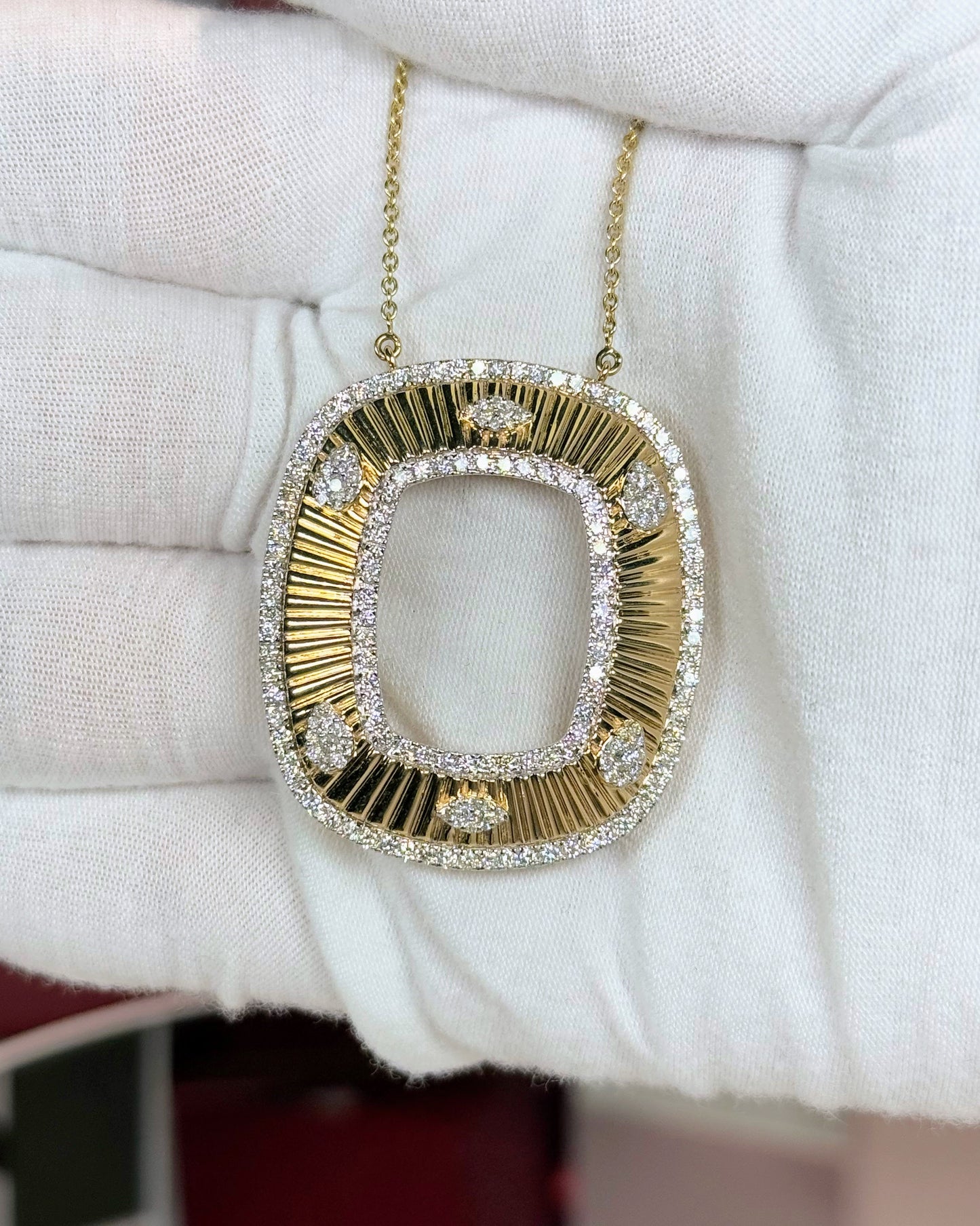14k Yellow Gold and Diamond Lavalier Necklace