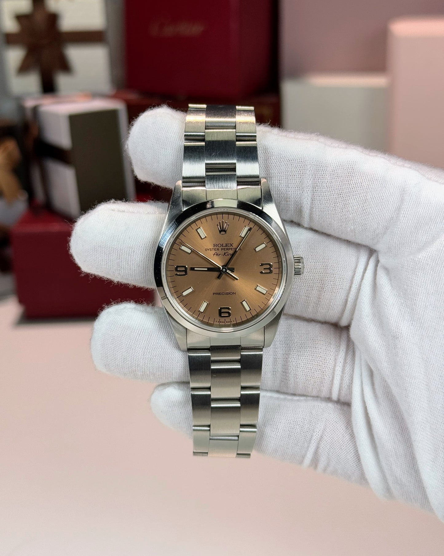Rolex Oyster Perpetual 34mm Air King Salmon Dial 14000