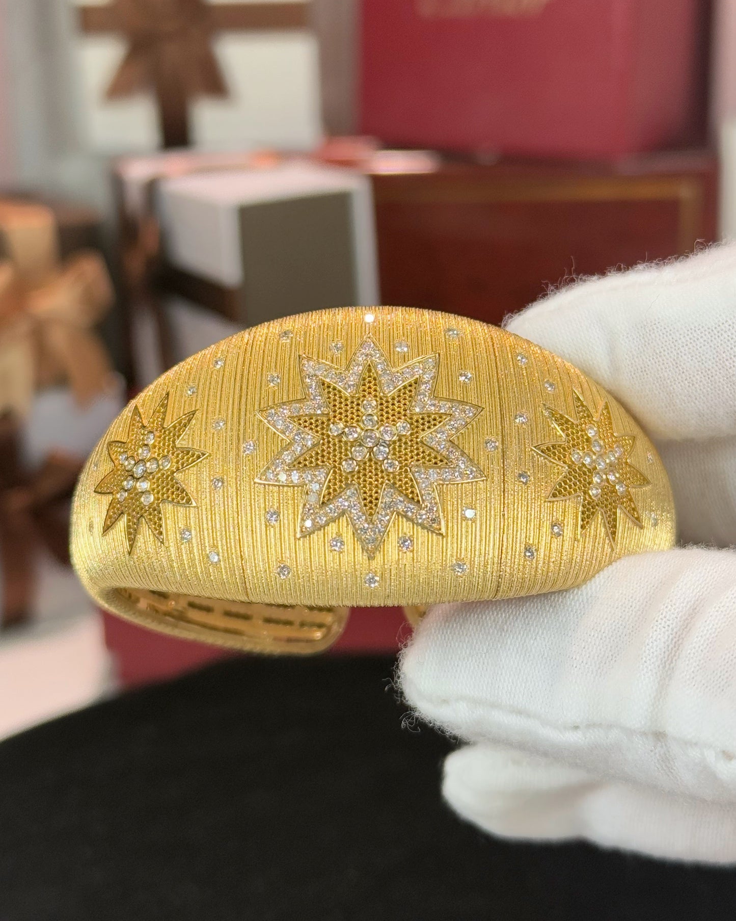 North Star Diamond 14k Yellow Gold Bangle