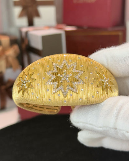 North Star Diamond 14k Yellow Gold Bangle