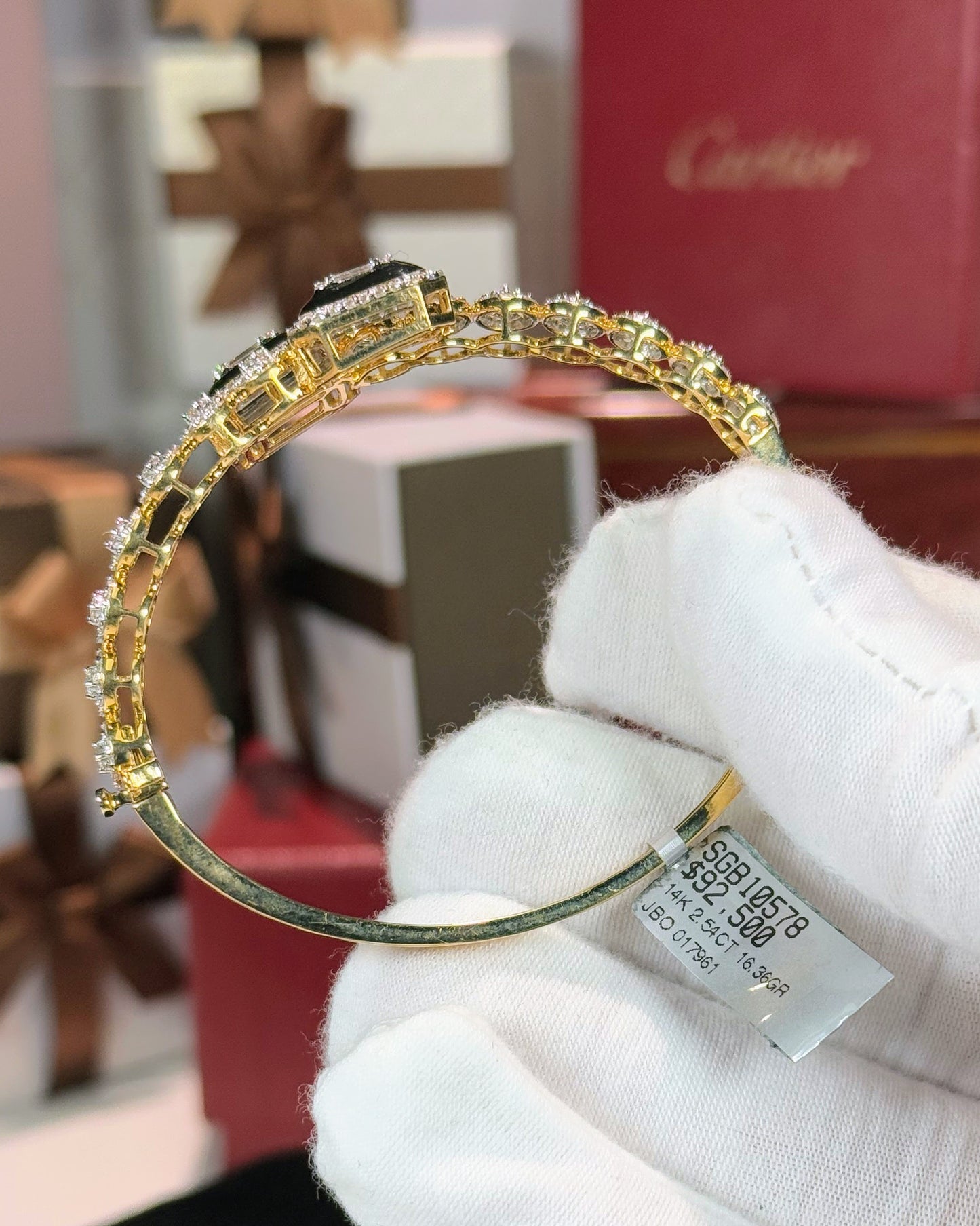 Enamel 14k Yellow Gold Diamond Bracelet