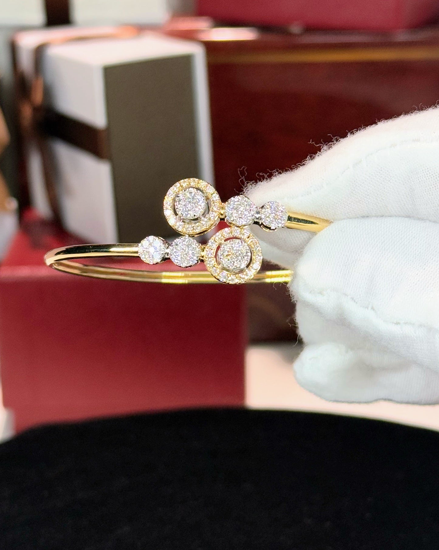 Diamond Halo 14k Yellow Gold Bracelet