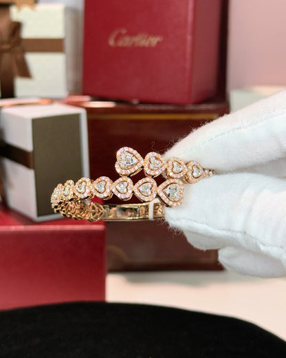 Diamond Hearts 14k Rose Gold Bangle