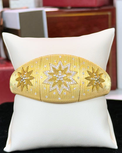 North Star Diamond 14k Yellow Gold Bangle