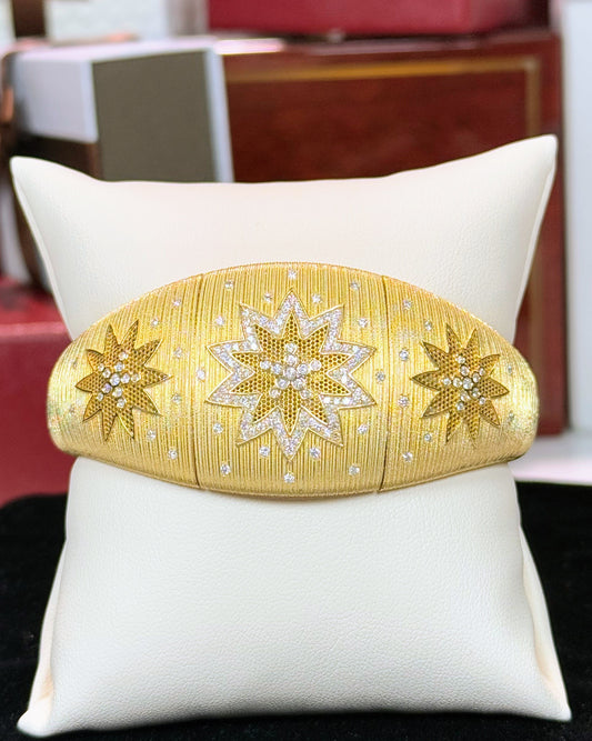 North Star Diamond 14k Yellow Gold Bangle