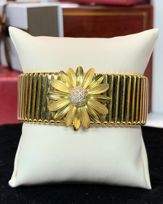 Sunflower Diamond 14k Yellow Gold Bangle