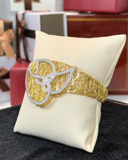 14k Yellow Gold and Diamond Bangle