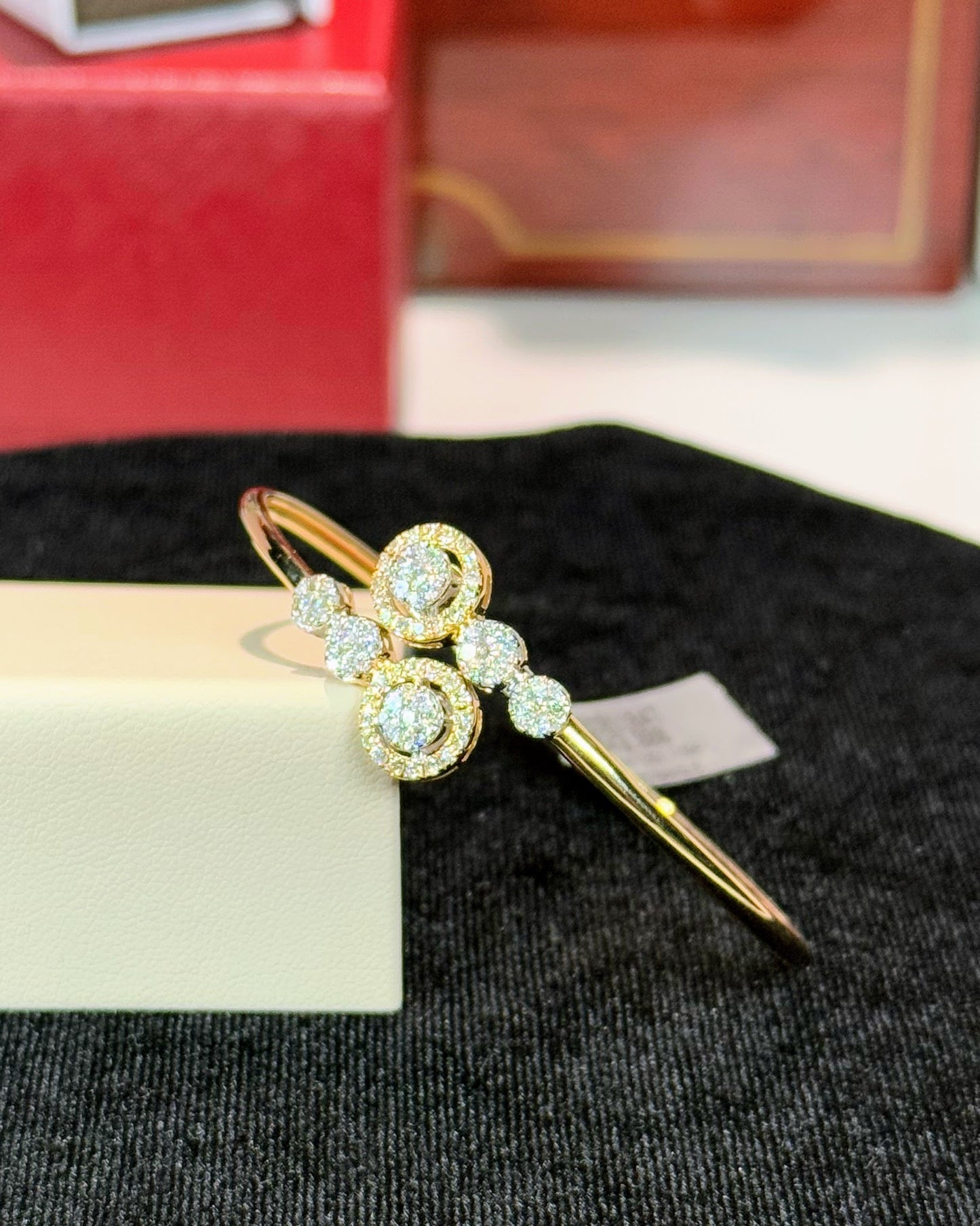Diamond Halo 14k Yellow Gold Bracelet