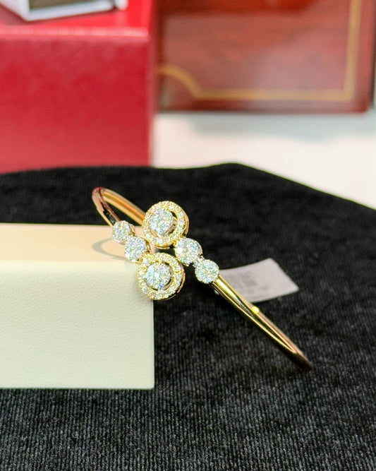 Diamond Halo 14k Yellow Gold Bracelet