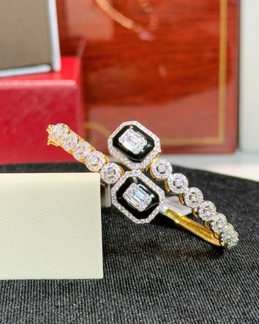 Enamel 14k Yellow Gold Diamond Bracelet