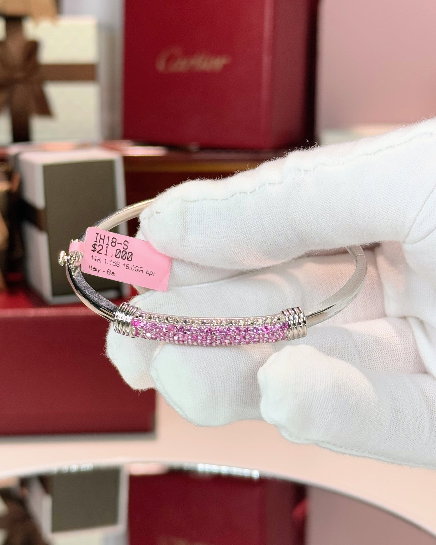 Pink Diamond 14k White Gold Bracelet