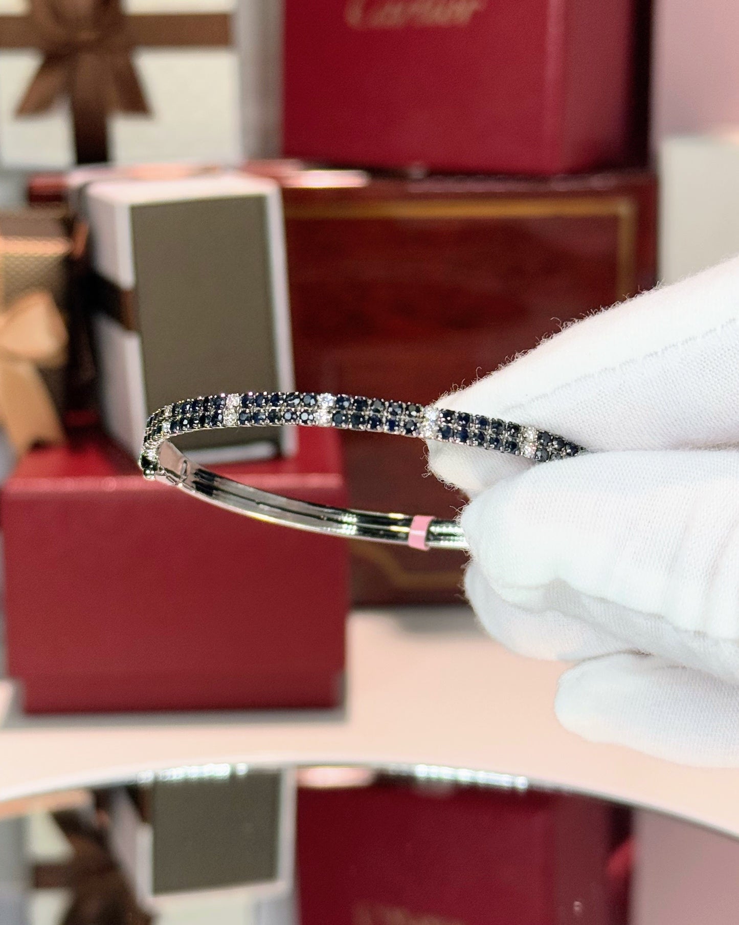Black Diamond 14k White Gold Bangle