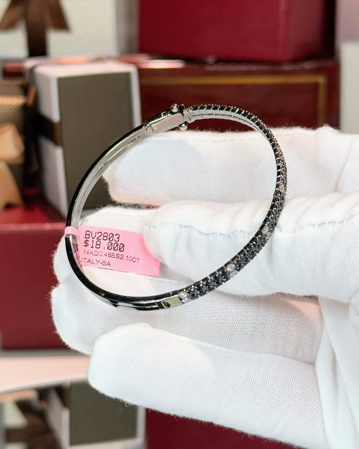 Black Diamond 14k White Gold Bangle