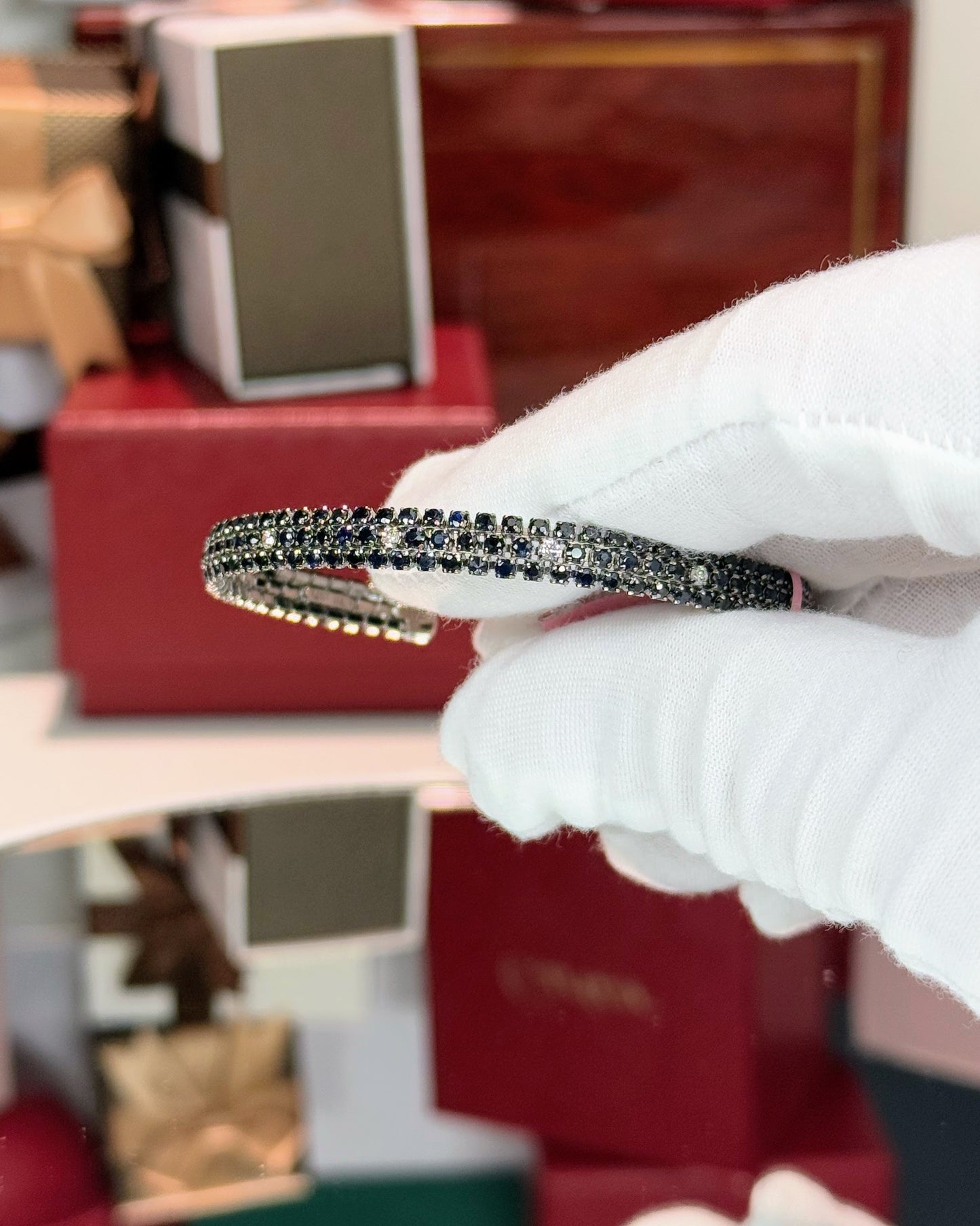 Black Diamond 14k White Gold  Bangle