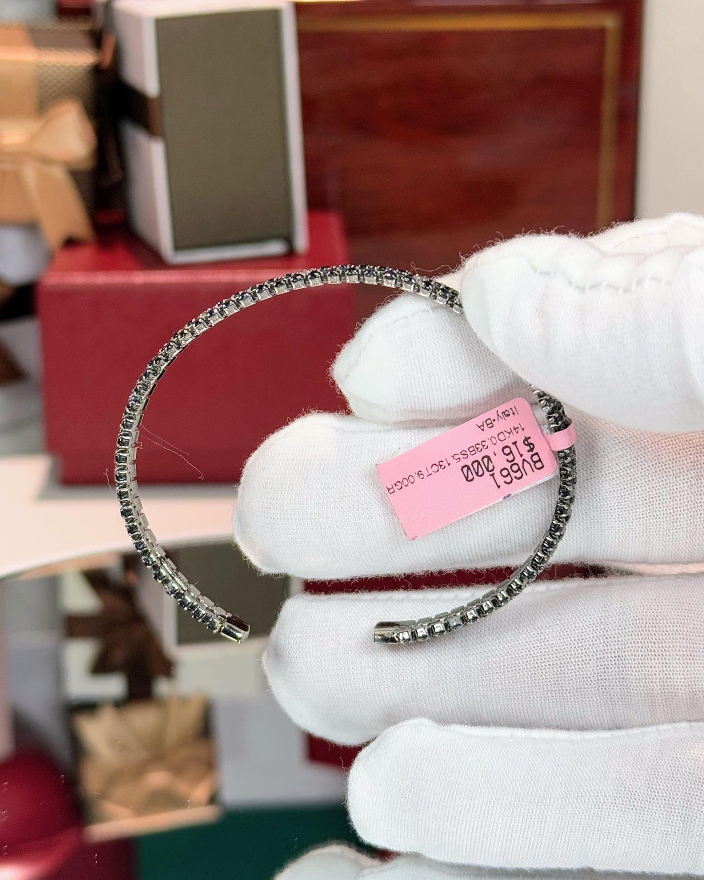 Black Diamond 14k White Gold  Bangle
