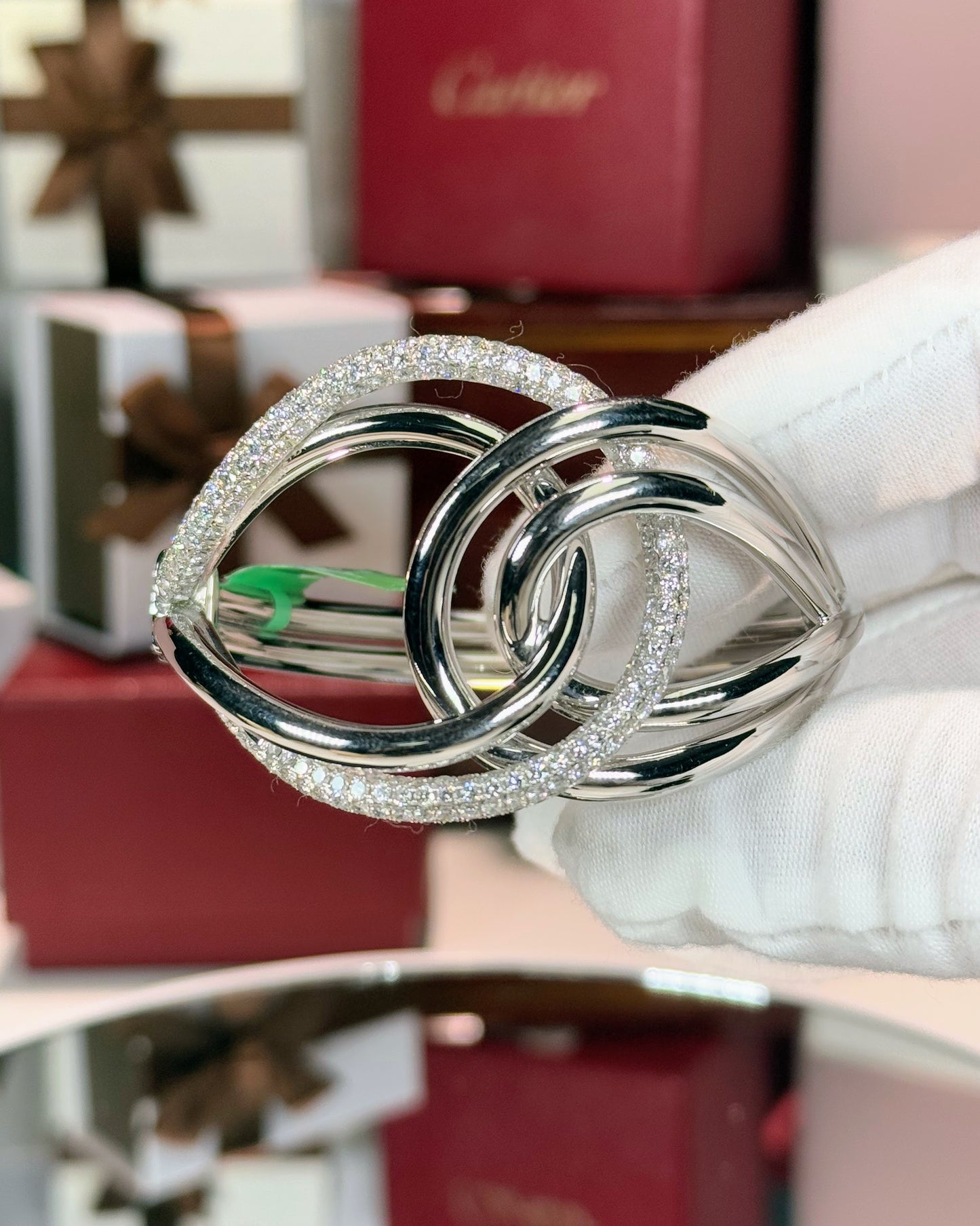 Entangled 14k White Gold Diamond Bangle