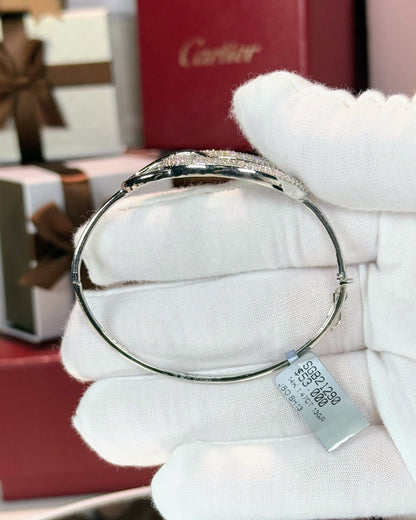 Doube Loop 14k White Gold Diamond Bangle