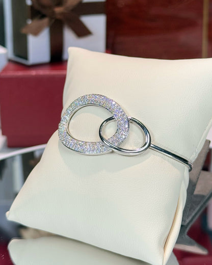 Doube Loop 14k White Gold Diamond Bangle