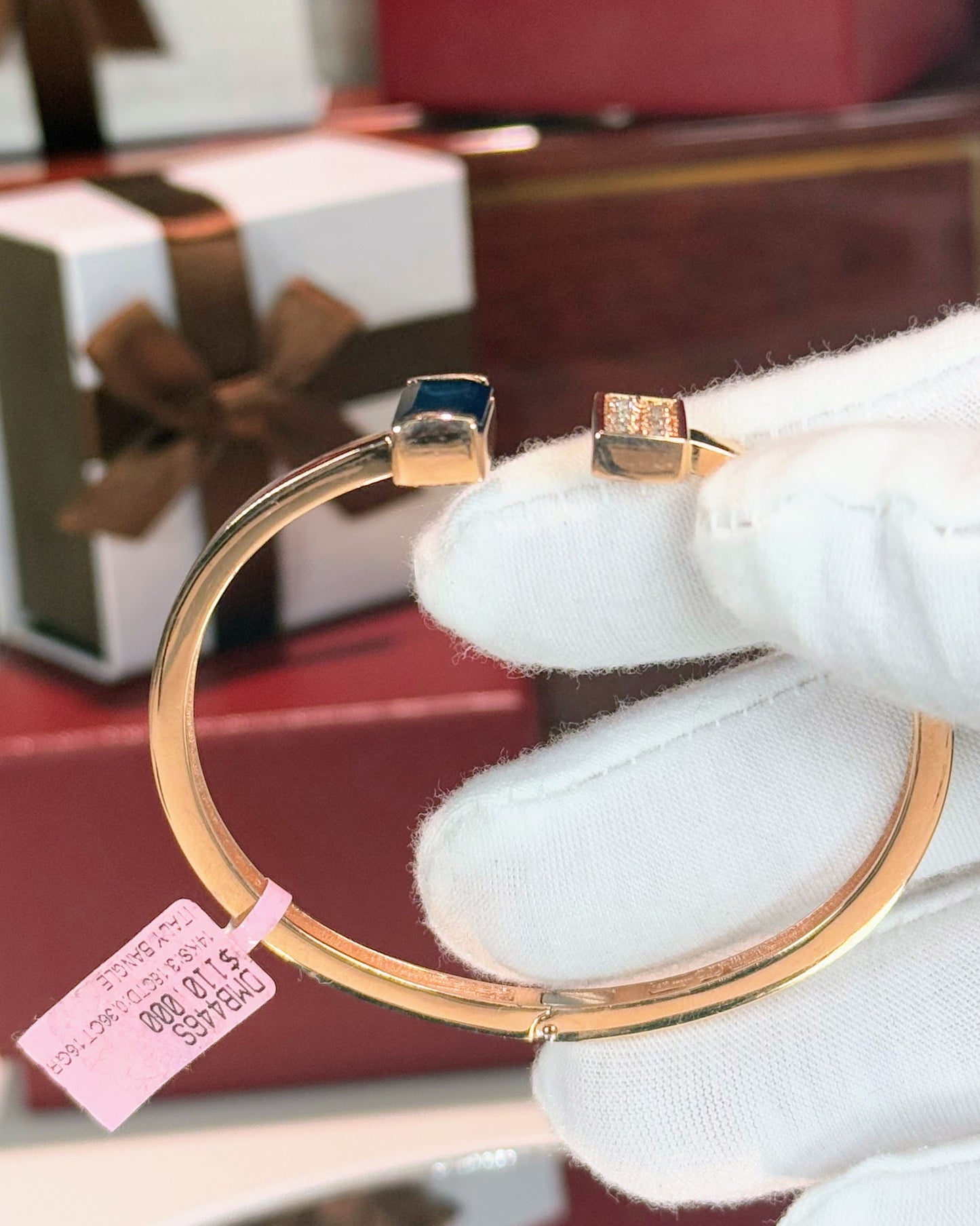 Sapphire Open Cuff 14k Rose Gold Bangle
