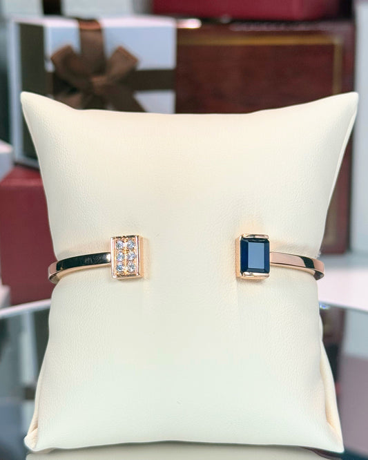 Sapphire Open Cuff 14k Rose Gold Bangle