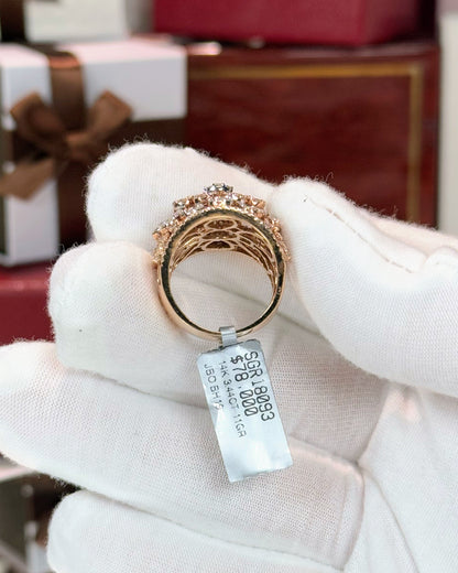 14k Rose Gold Floral Pattern Diamond Dome Ring