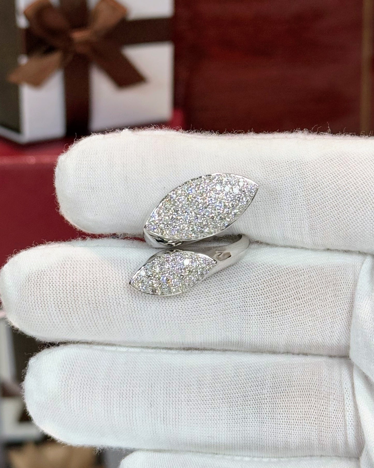 14k White Gold Diamond Bypass Ring