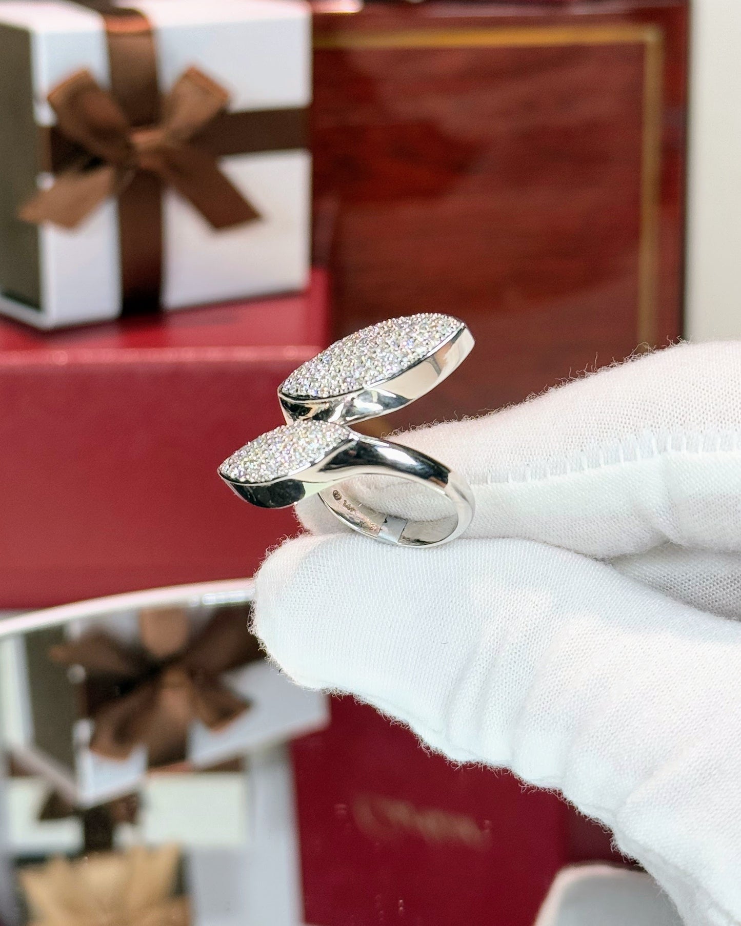 14k White Gold Diamond Bypass Ring