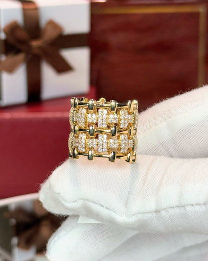 Fortress Design 14k Yellow Gold Diamond Ring