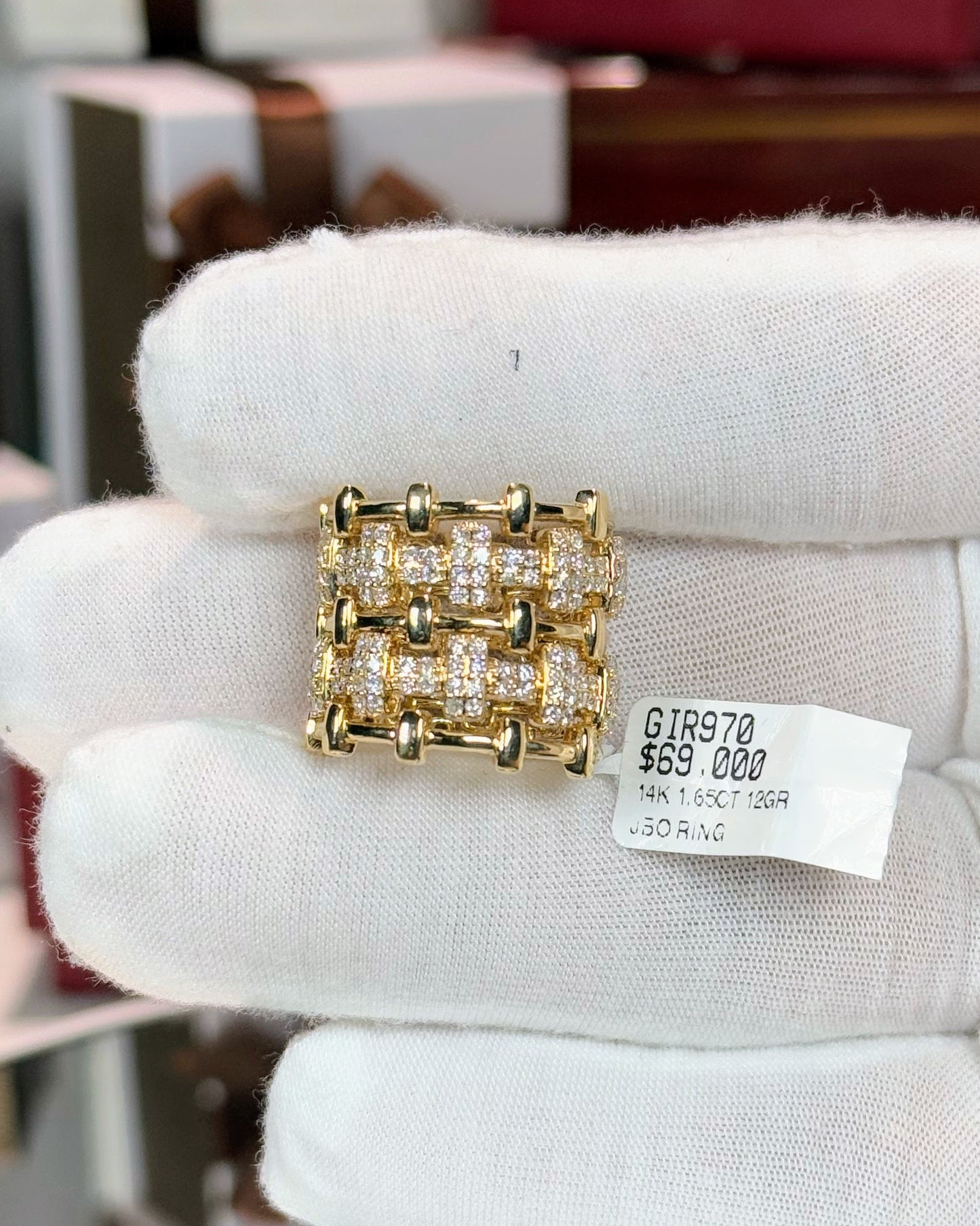 Fortress Design 14k Yellow Gold Diamond Ring