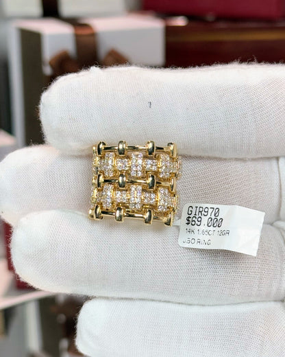 Fortress Design 14k Yellow Gold Diamond Ring