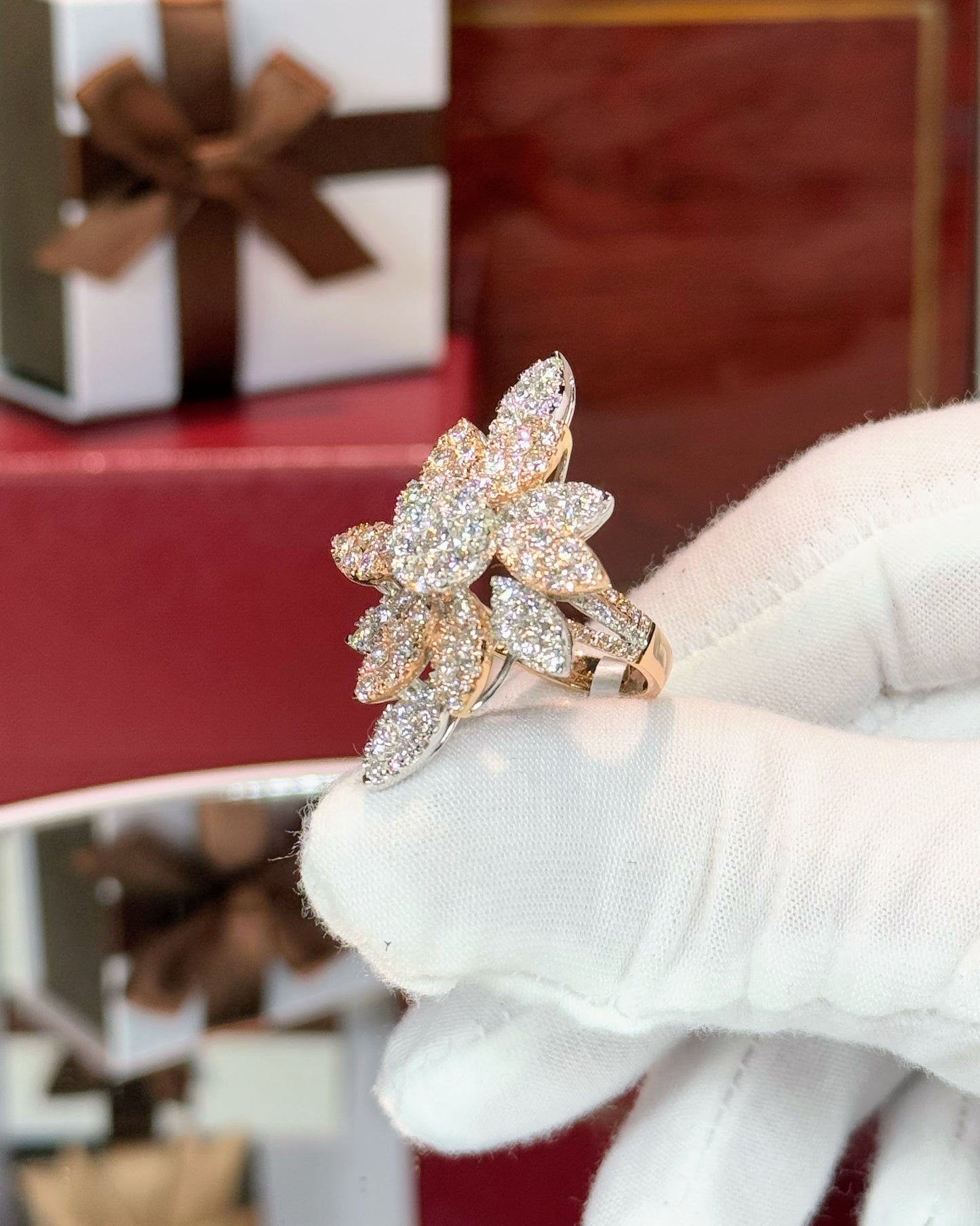 North Star Design 14k Rose Gold Cluster Diamond Ring