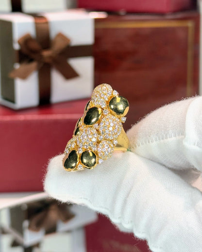 Diamond and Gold Nugget 18k Yellow Gold Ring
