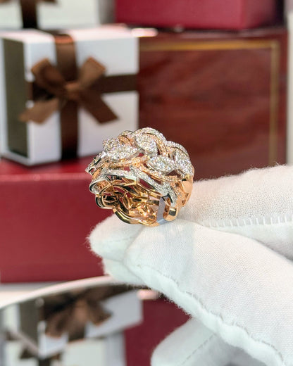 Laurel Wreath Design 14k Rose Gold Diamond Ring